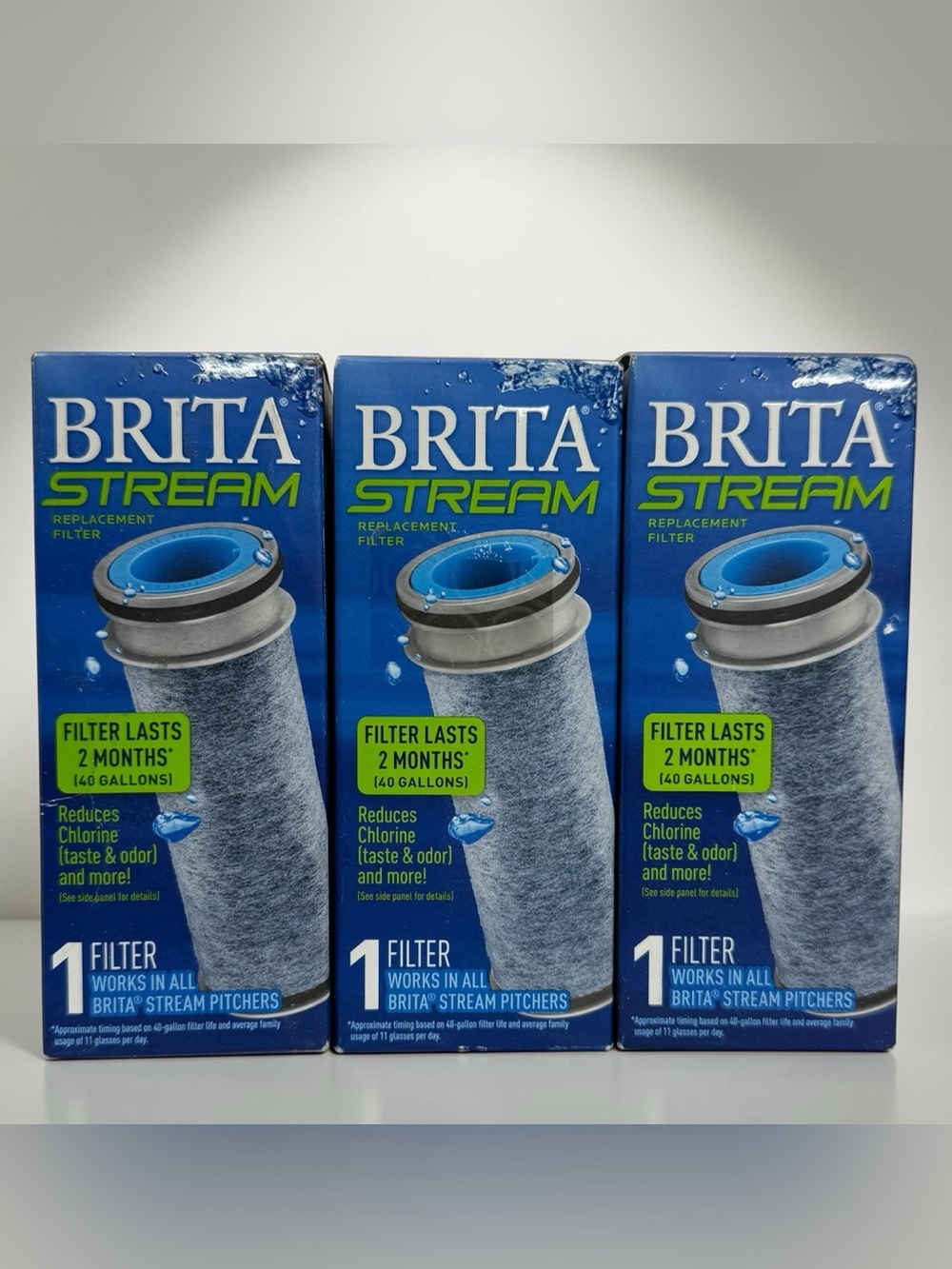 Brita Stream Water Filter Replacement 3 Pack BPA Free 40 Gallon Filters